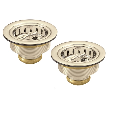 Westbrass Two Wing Nut Style Large Kitchen Basket Strainer in Polished Nickel D2135-05